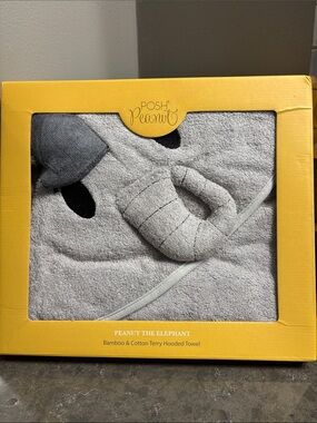 Posh Peanut Gray Elephant Hooded Baby Towel